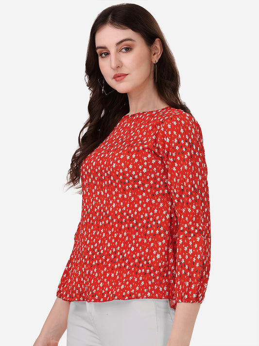 NiloBerry Boat neck full sleeve digital printed top for women