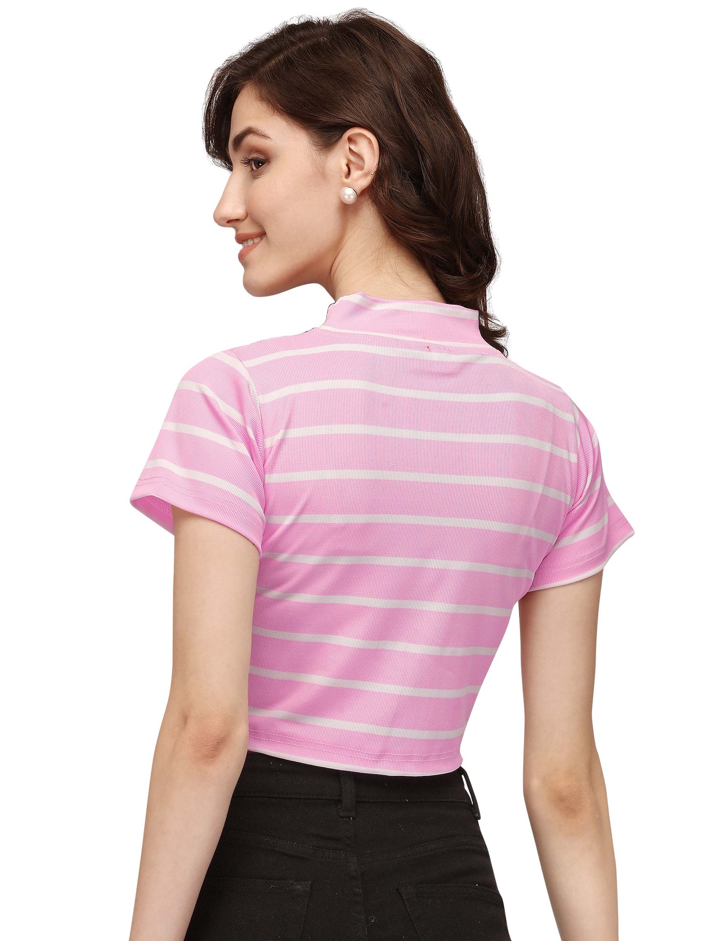 NiloBerry Turtle neck striped western crop top