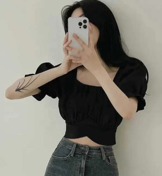 Modern Classic Balloon Style Sleeve Crop Top